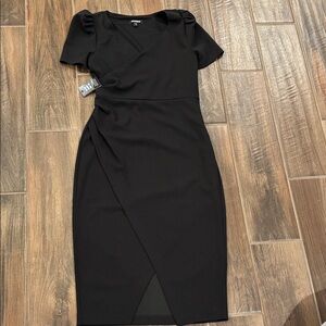 Express Black Midi Wrap Dress